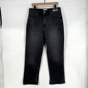 Abercrombie & Fitch Curve‎ Love High Rise 90s Straight Jeans Womens 32 Black